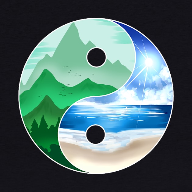 Logo Yin And Yang - Mountains And Ocean For Earth Day by SinBle